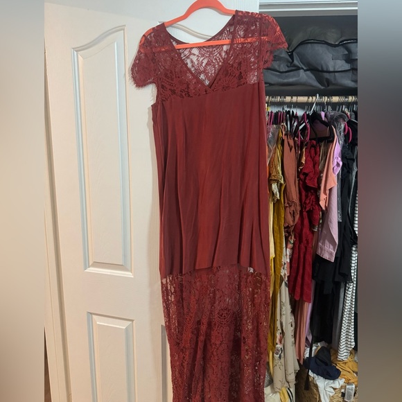 nightcap red lace dress Nightcap & Free People Lace Cutout Mini Dress